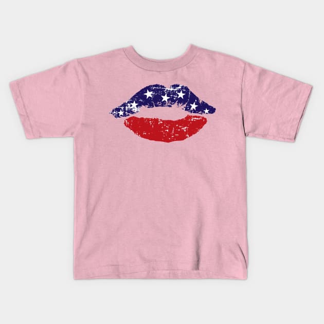 4TH OF JULY LIPS Kids T-Shirt by MarkBlakeDesigns